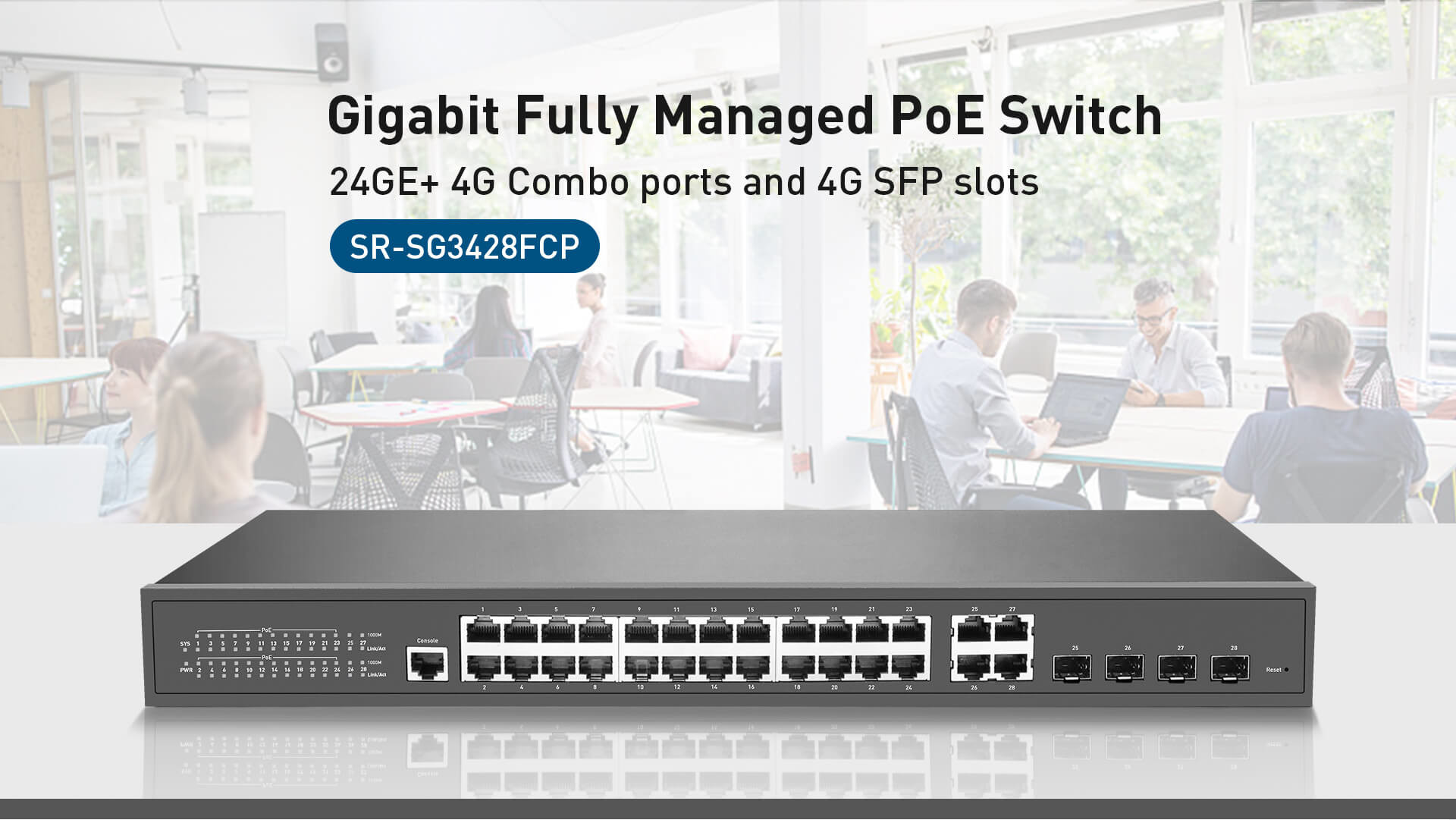Rack Mounting 24-Port Gigabit L2 Managed 400W PoE Switch with 4 SFP Slot Uplink Combo Ports For Security CCTV