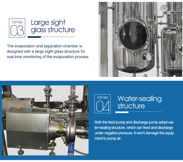 High Evaporation Speed Stainless Steel Falling Film Evaporator