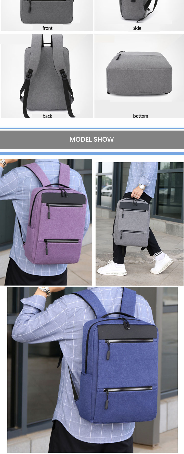 Waterproof Men Oxford Travel Backpack Theft Proof Customized Color Laptop Backpack