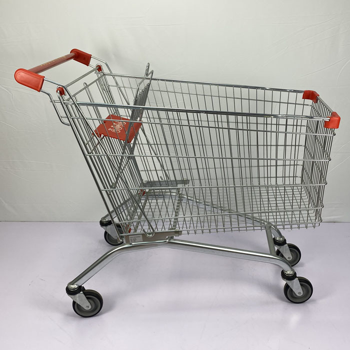 Large Capacity Supermarket Trolley 240L European Style Handcart For Family Shopping Metal Basket with Children Seat