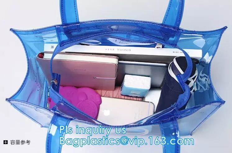 Summer new PVC transparent crystal jelly single shoulder bag Lash leisure beach bag handbag, Purse PVC Beach Clear Handb