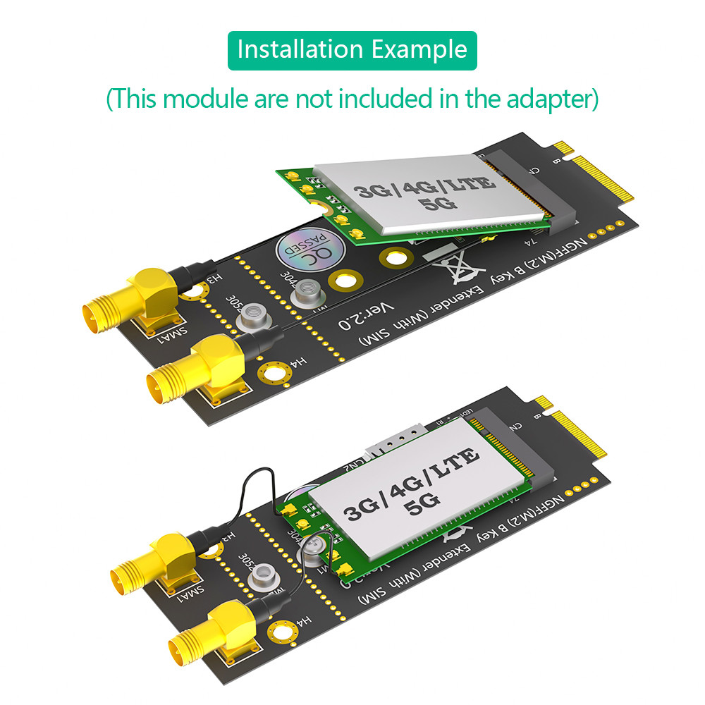 M.2(NGFF) Key B Adapter With SIM card and Antenna for 3G/4G/5G Module