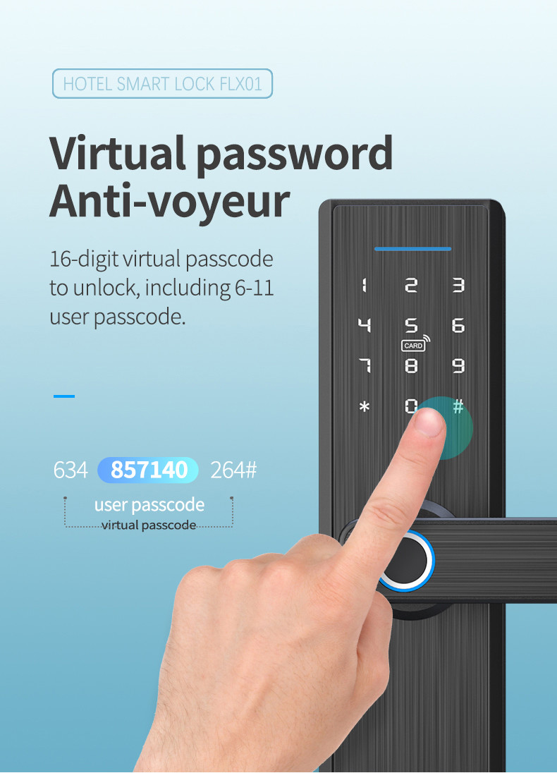Anti Voyeur Fingerprint Door Locks 6V Black WIFI Type Low Power Alarm