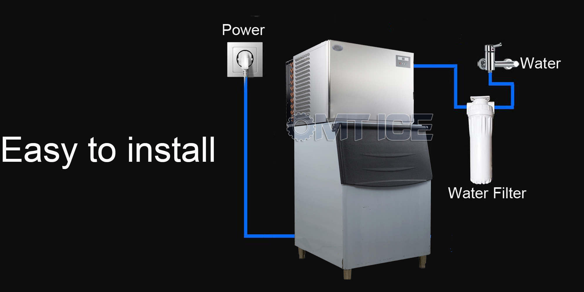 Automatic Operation Commercial Cube Ice Machine Space Saving Ice Cube Maker Machine