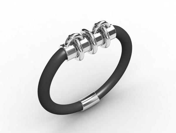 Top Quality Europe Fashion Stainless Steel Genuine Leather Silicone Bangle