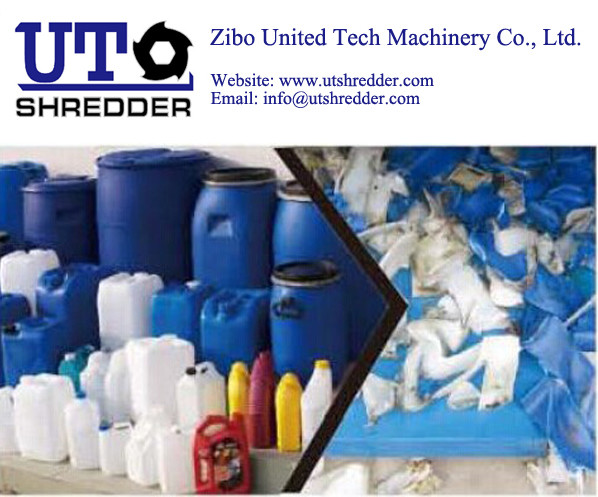 high capacity plastic cans crushing machine, wastePET bottle shredder, double shaft shredder, high efficiency, low noise