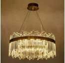 Tricolor Round Shape Chandelier Crystal Ceiling Light Fixture With Metal Ceiling Plate
