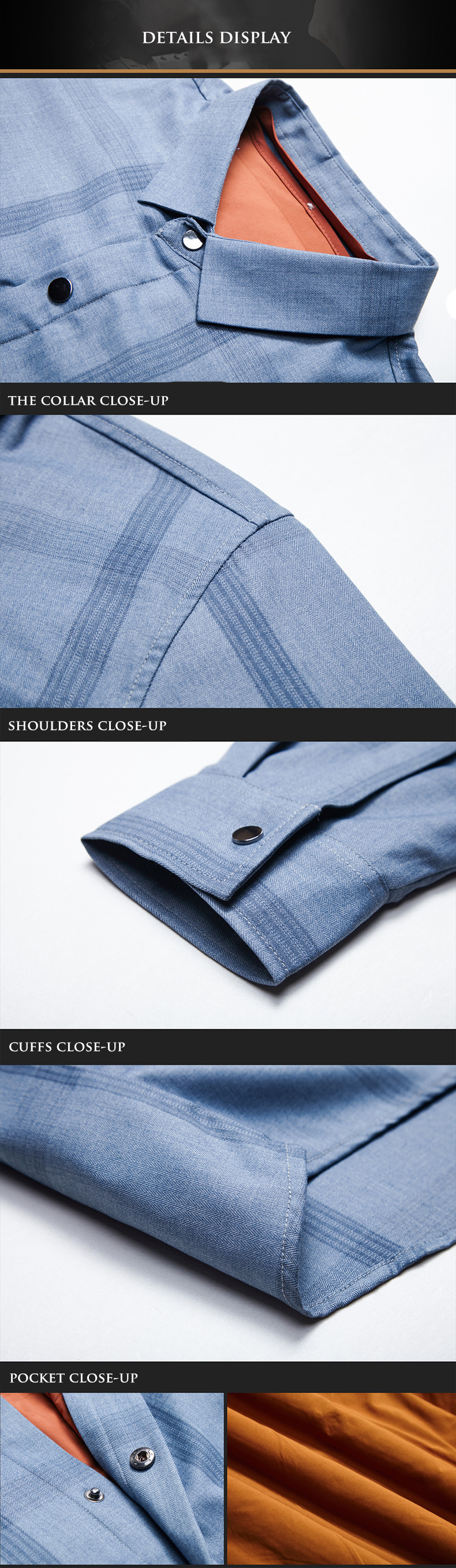 Men's Winter Quilted Shirt with Detachable Fleece Lining Plaid Stripes and Velvet