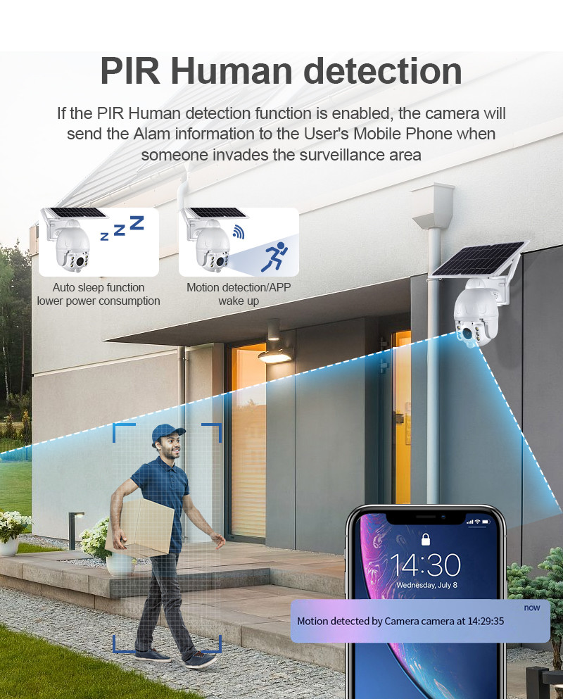 TUYA Smart 2MP Solar Panel PTZ IP Dome WIFI Camera PIR IP66 1080P HD Battery