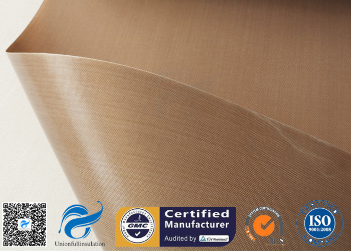 Brown PTFE Coated Fiberglass Cloth 0.16MM 6MIL Non Stick Plain Weave