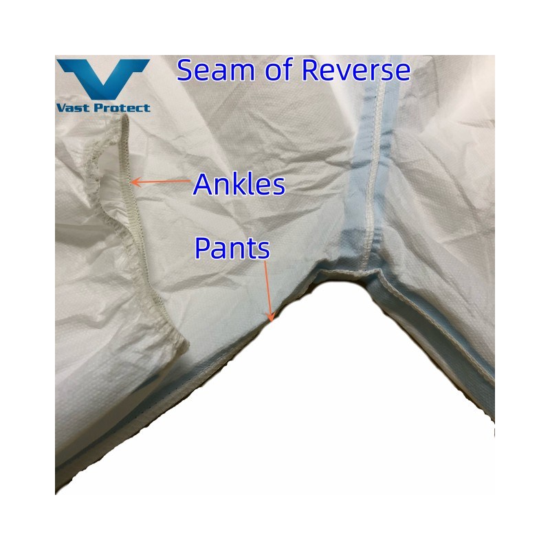Disposable Blue Sealed Seam Tape White Micro Film Coverall