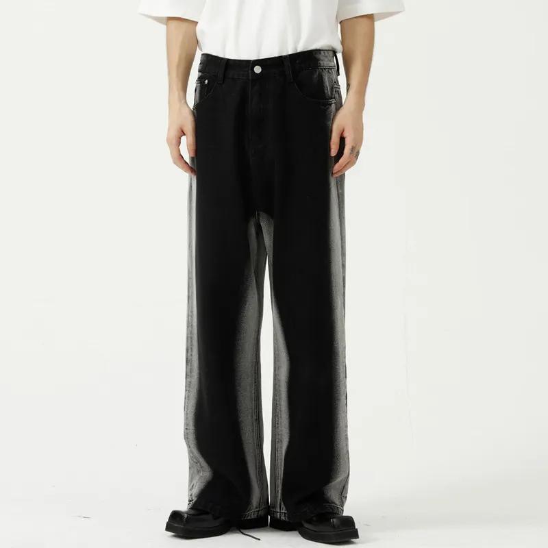 Wholesale Custom Streetwear Designer Blank Baggy Distressed Vintage Jeans Stacked Flare Denim Pants Men