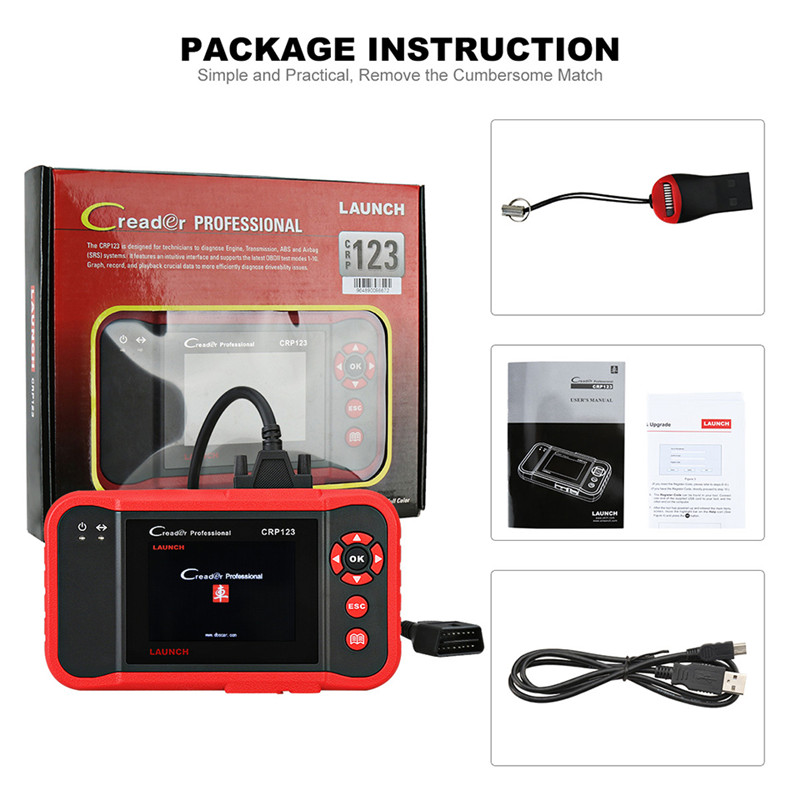 launch Creader professtional CRP 123 OBDII Code Reader Scanner 3.5' TFT LCD dIsplay CRP123 Scan tool free upgrade no Lim
