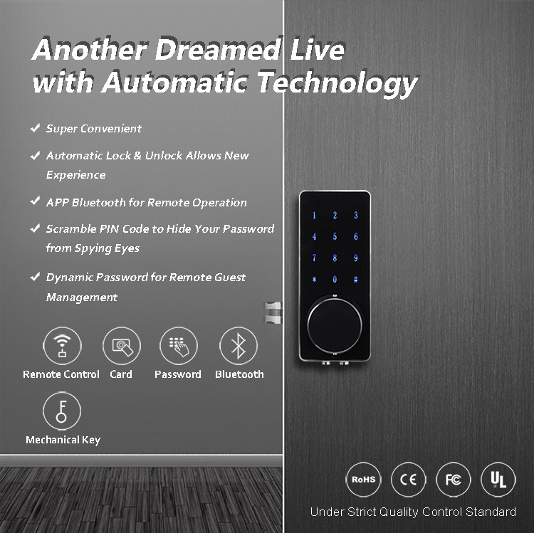 Residential Bluetooth Door Lock Keyless Access Zinc Alloy 137 * 60 * 12mm
