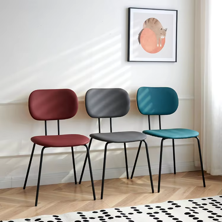 Stacking Velvet Or Leather Dining Chair With Metal Legs Adjustable