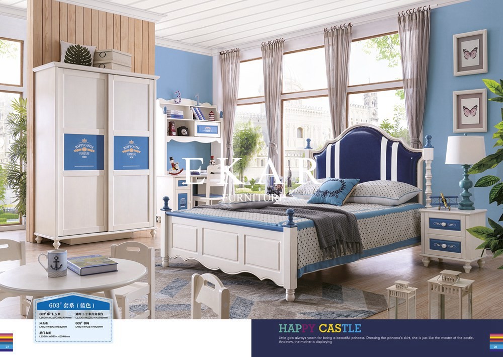Double-deck bed with guardrail Children Bed