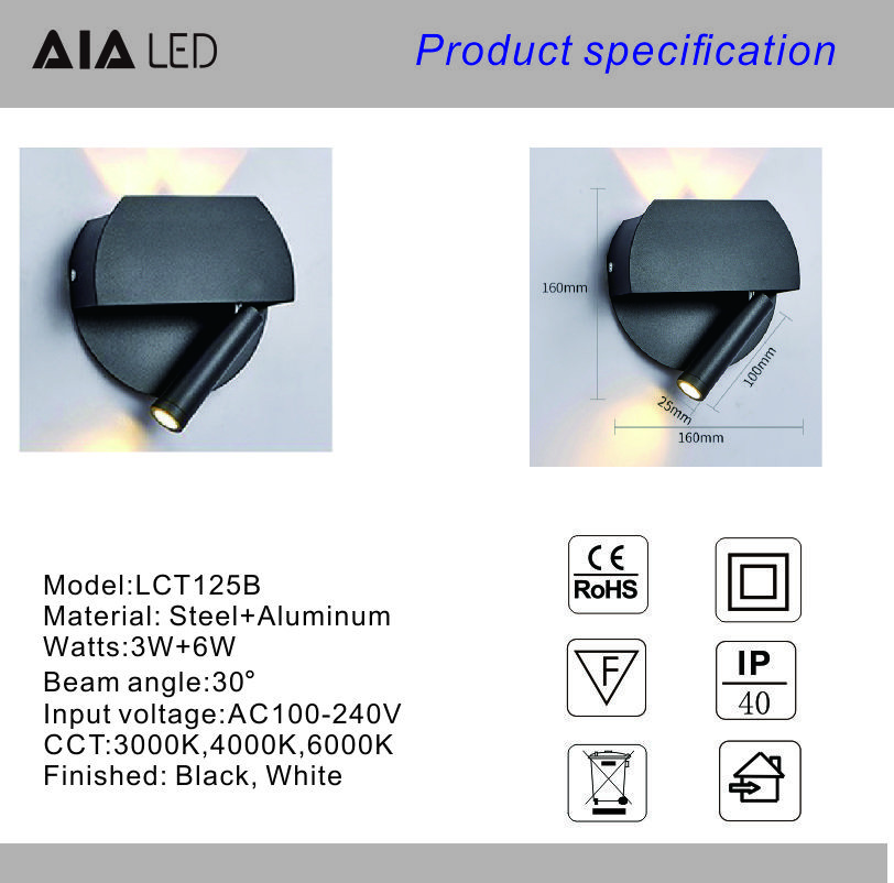 Wall lamp modern bedroom study lens acrylic shade wall light led simple living room lamp creative hotel bed