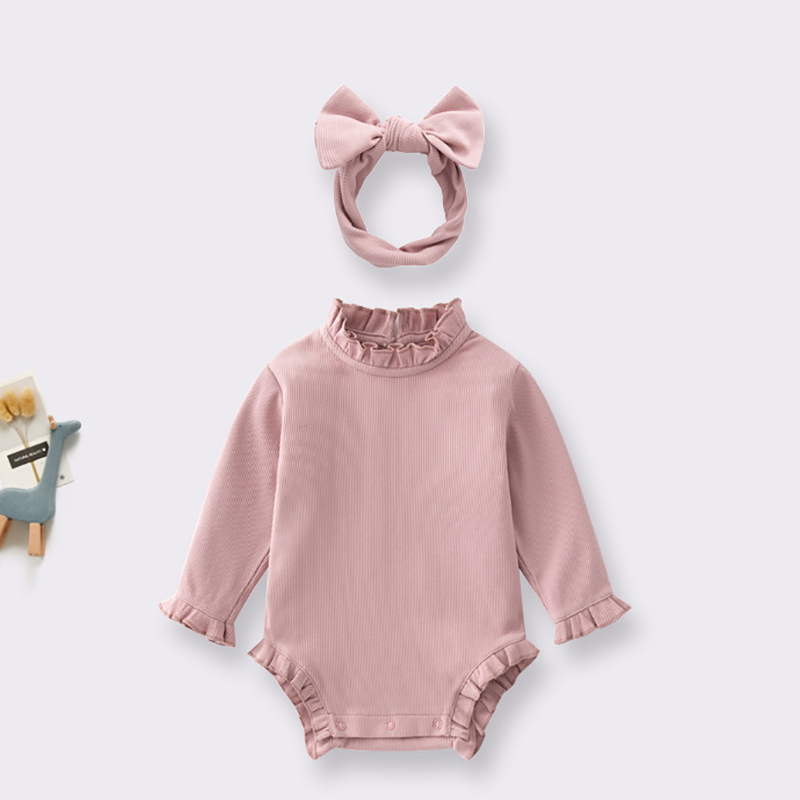 In Stock Baby Romper Bamboo Children Ruffle design Girls Baby Bodysuits
