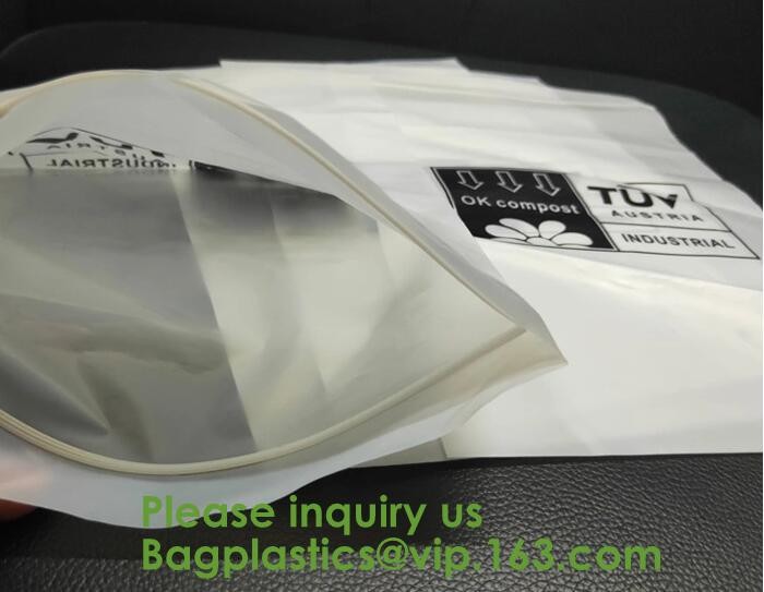 PLA compostable Clear poly custom printed plastic k bags,APPAREL Dress k Bag,garment packaging bag, bagease