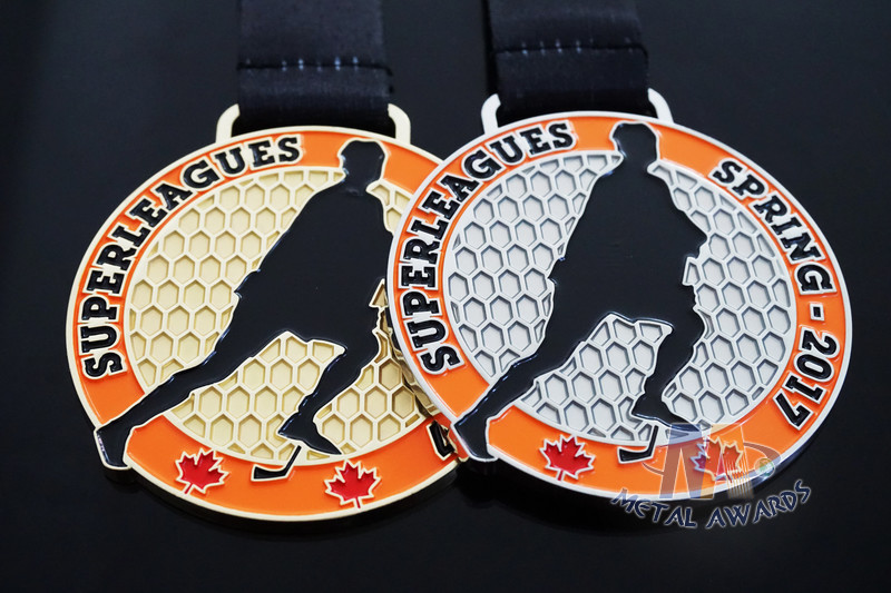 10k Custom Sports Medals With Soft Enamel Sublimated Ribbon For Canada Hockey Baseball Racking