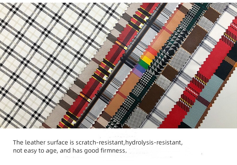 Custom Soft PU Synthetic Leather Cloth Elastic Bottom Classic Plaid Pattern