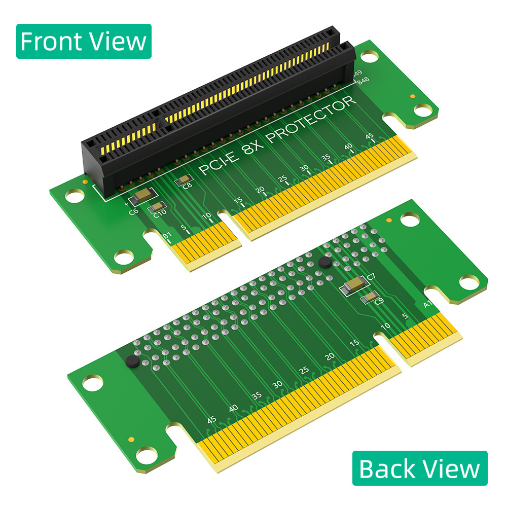 PCI-Express 8X Riser Card 90-Degree Left-Angle Adapter Card 1U Height Computer Server PCIe Socket, PCI-E 8X Elevated