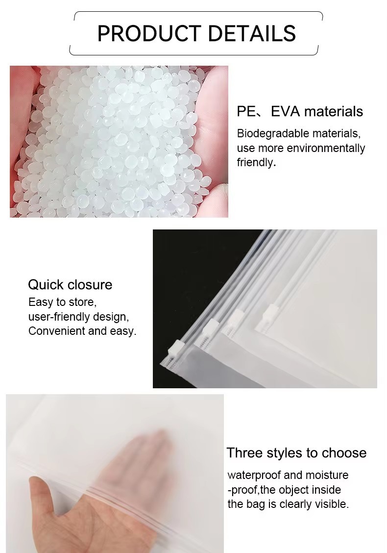Transparent Zipper Bags Packing Clothes Support Customization