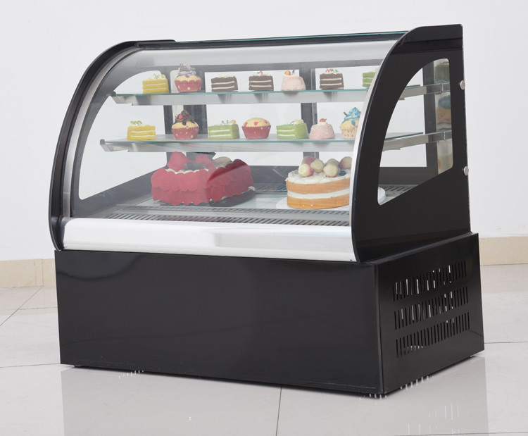 Curved Glass Mini Cake Showcase , Fan Cooling Bakery Display Showcase