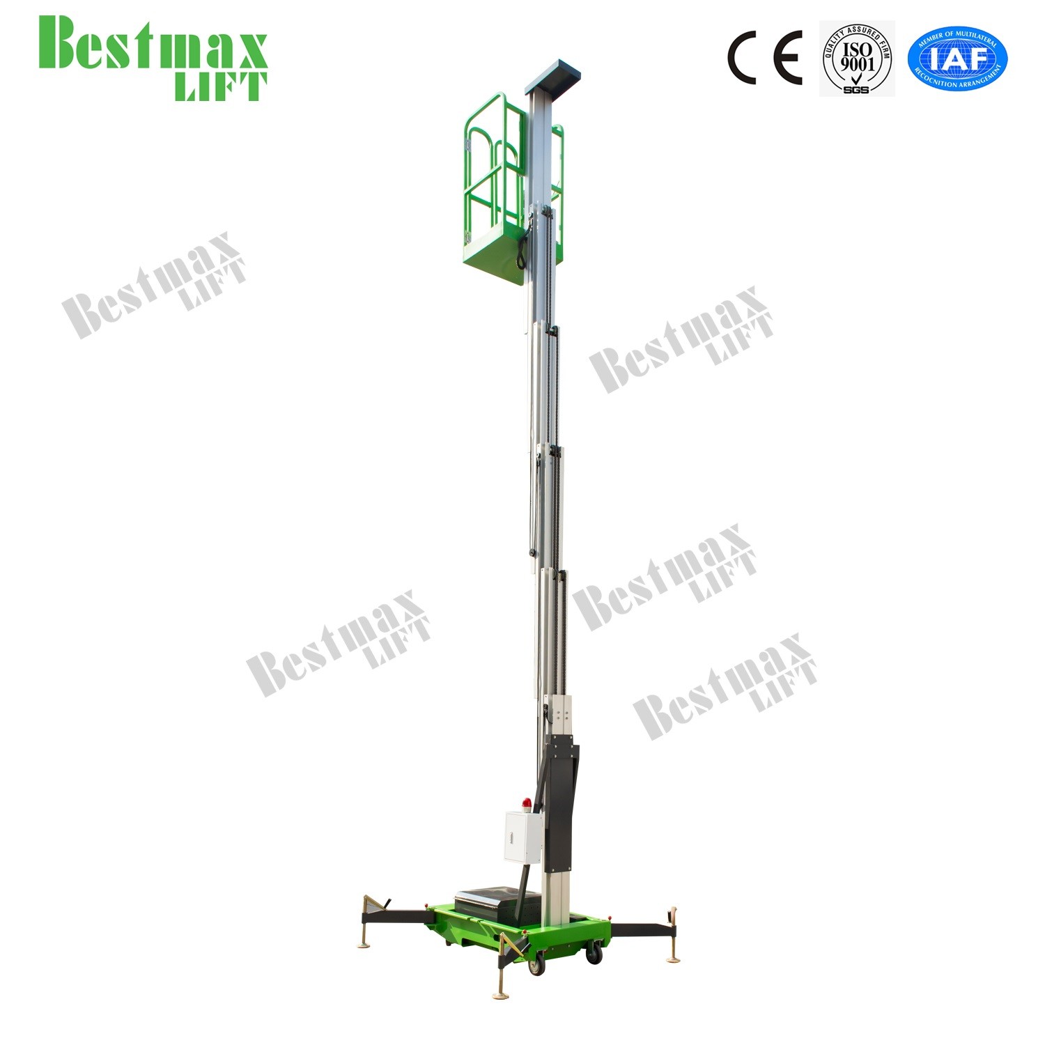 8 Meters Single Mast Vertical Lifting Platform 130kg Load Easy Moving