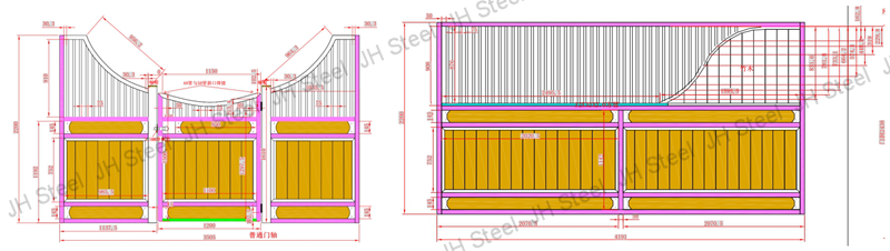 Prefab Horse Equipment Boxes Steel Structure Horse Stall Side Partition Panel Front Doors Barn Horse Stable For Farms