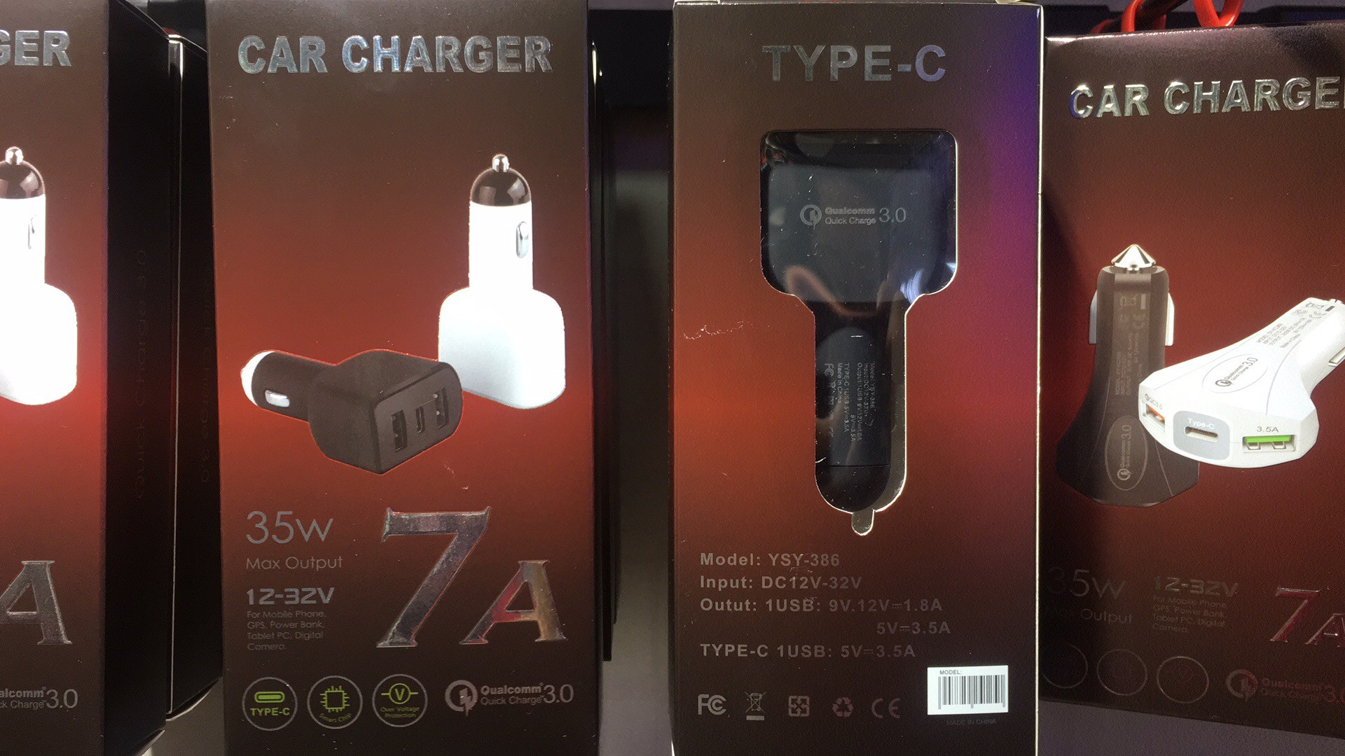 7A 3 USB CAR CHARGER QC3.0 TYPE-C+ USB Universal Compatible USB CAR CHARGER for all electronics cheap price