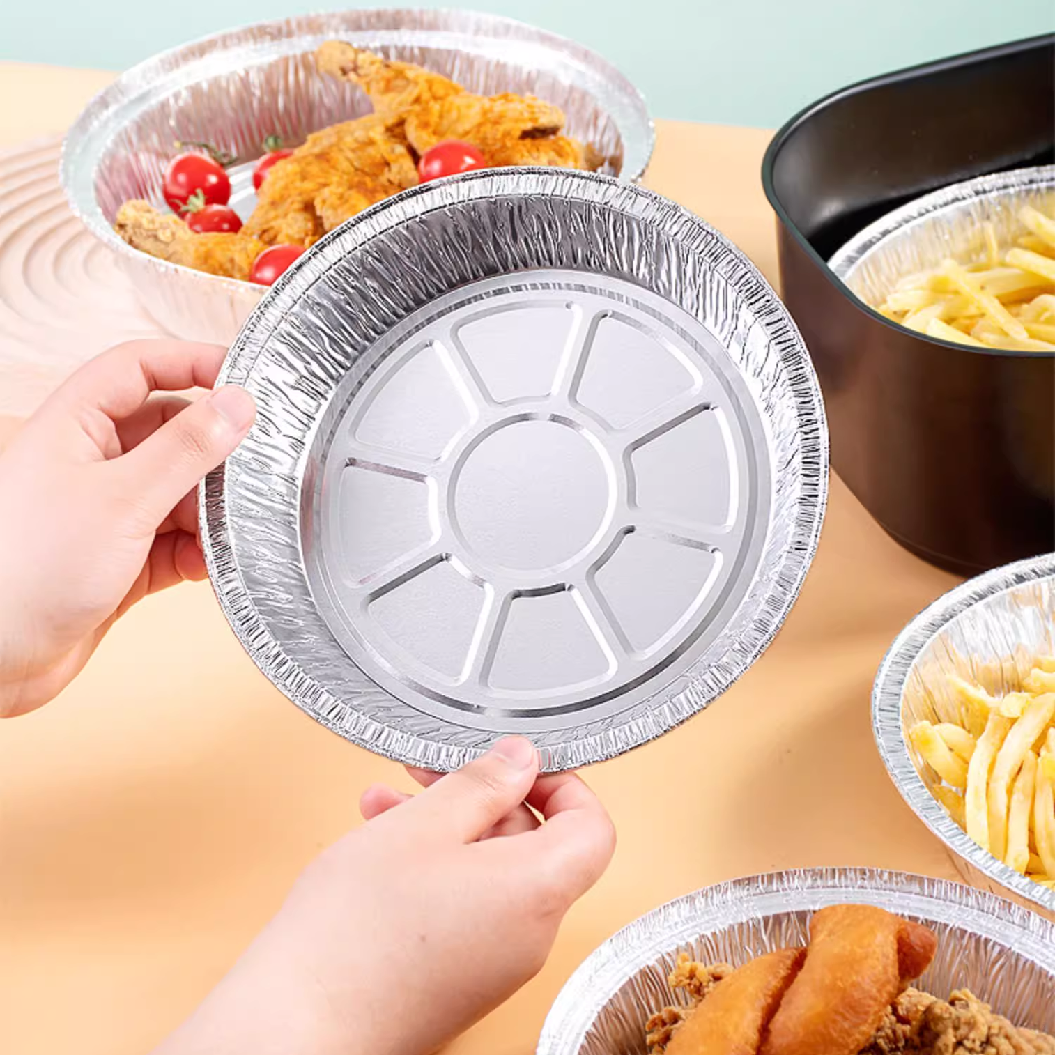 Aluminum Foil Container Tray Perfect for Baking and Serving Delicious Homemade Pizza