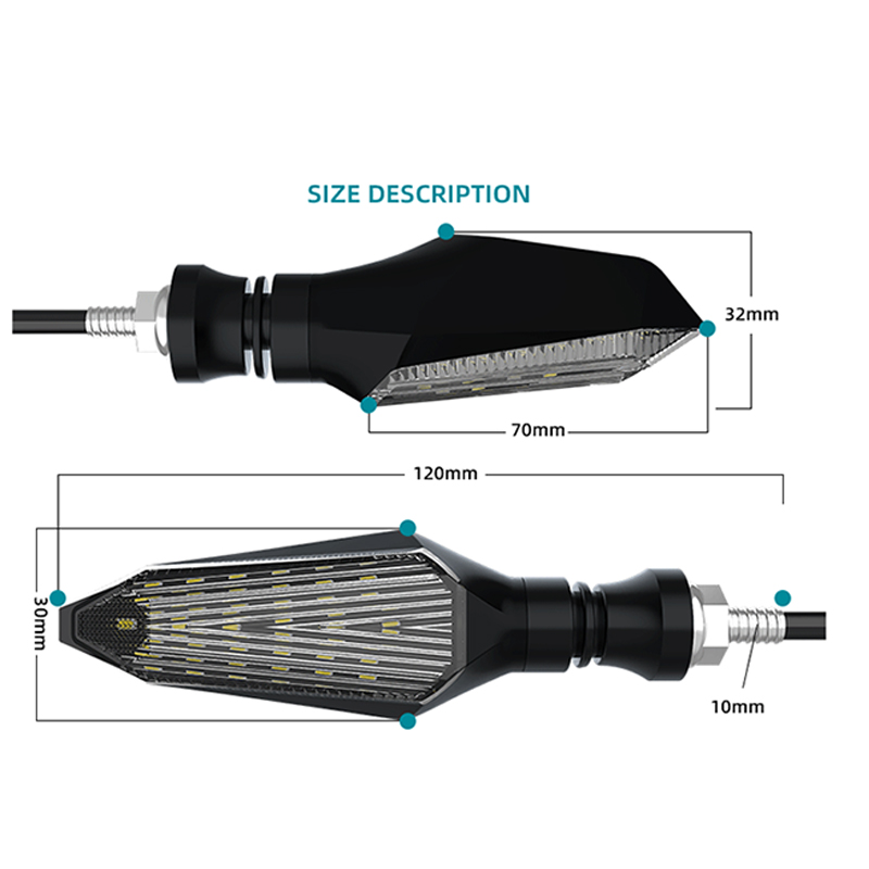 DC12V Voltage Waterproof Motorcycle LED Turn Signal Light 2PCS Within 120mm*30mm