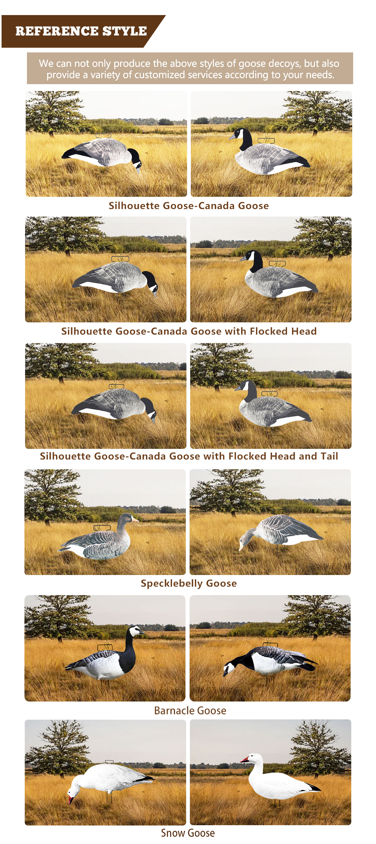Customized EVA Plastic XPE Foam Goose Hunting Decoy Lifelike Floating In Feeder Style
