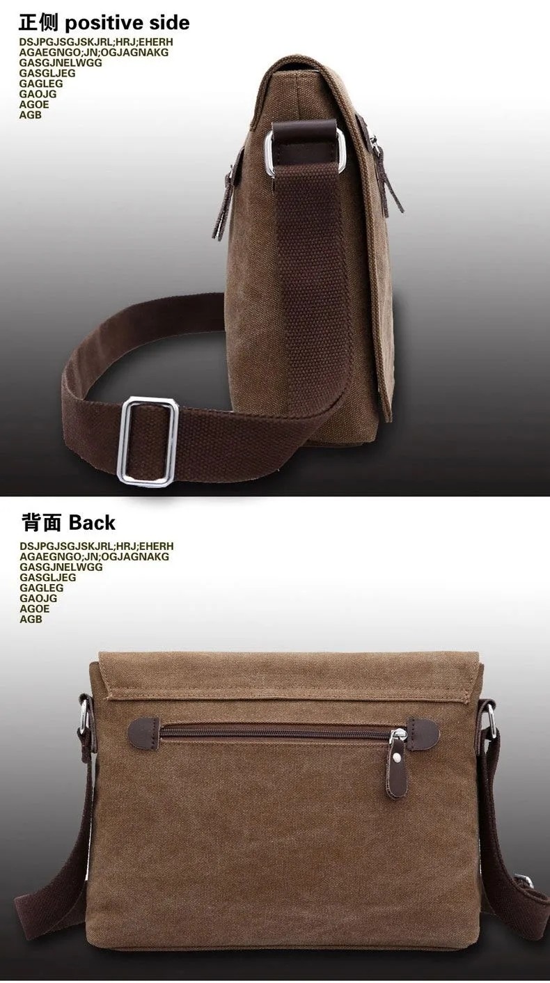 Custom Business Men's Crossbody Shoulder Washable Canvas Messenger Bag For Men