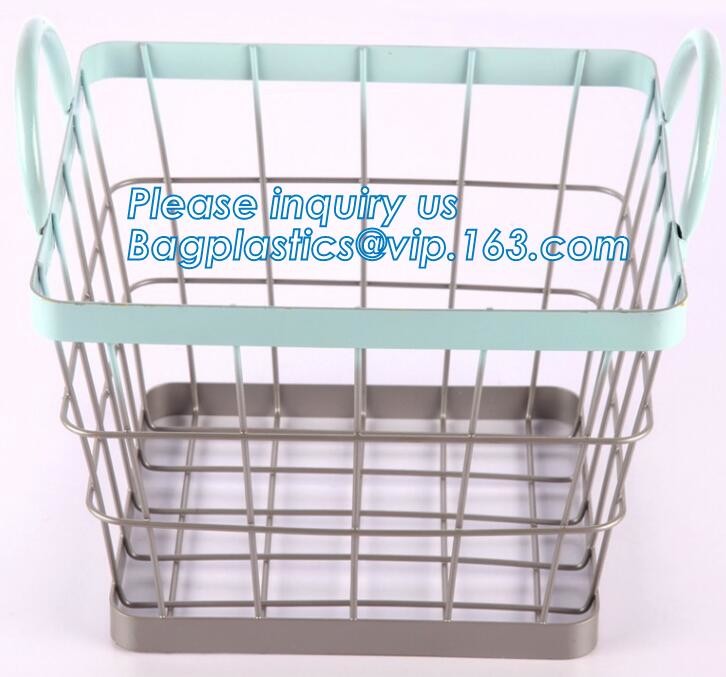 metal wire storage basket with tray in whole sale lowest MOQ sale even just buy 1 set, Kitchen storage Rose gold wire me