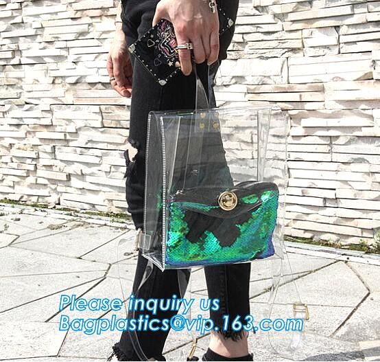 pocket transparent pvc clear backpack wholesale with padded straps, Waterproof Clear School Student Transparent PVC Back