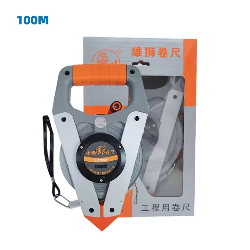 30M 50M 100M Retractable Metric Tape Open Reel Long Steel Tape Measure Measuring Ruler Woodworking Construction Site Surveying