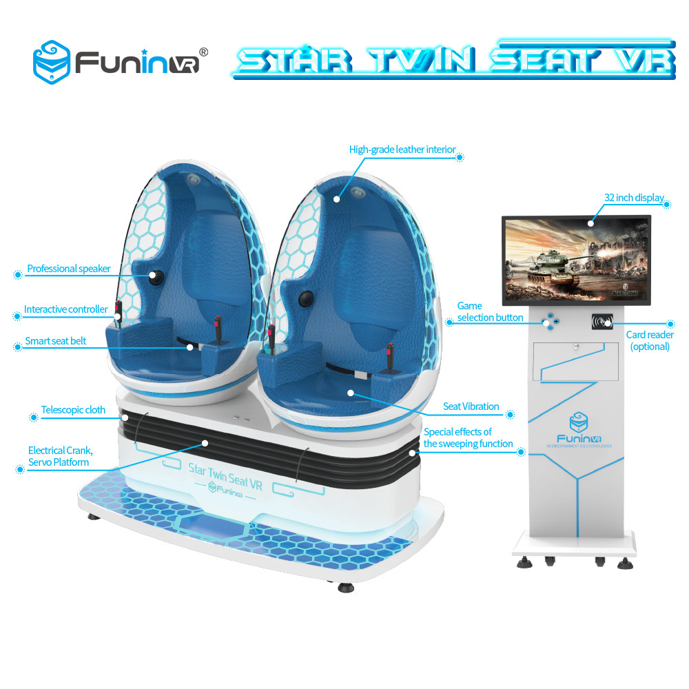 Commercial 9D VR Simulator Seat Vibration Leg Sweep Two Seater