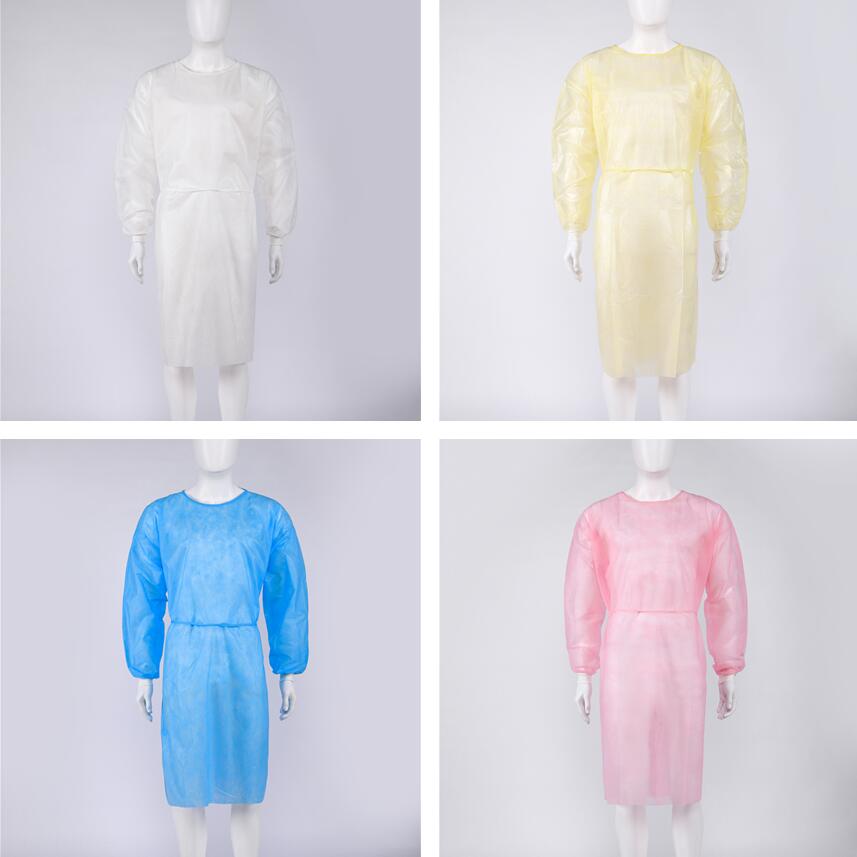 PP+PE Disposable Isolation Gown impervious knitted cuff disposable waterproof isolation gowns