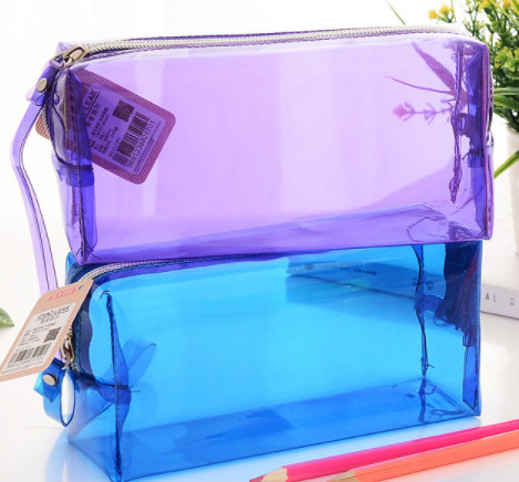 Heat Seal Transparent Pencil Bag , Plastic PVC Packaging Bags With Zipper