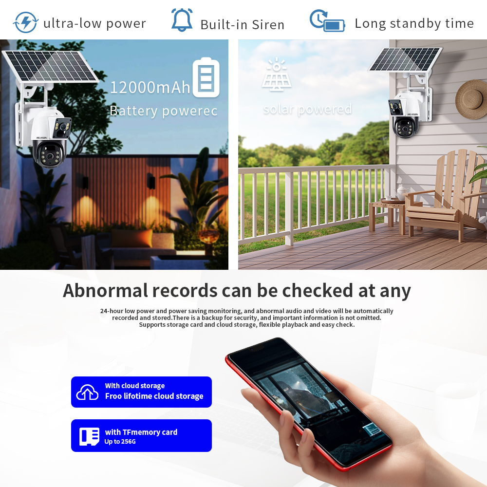 Aluminum Alloy Material C2480WG-10A Solar 4G Security Camera with Built-in Mic
