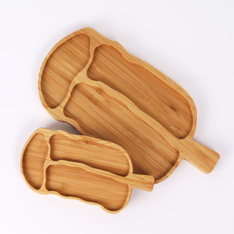 Handpainted Irregular Wooden Platters And Trays Leaves Shaped Bamboo Platters