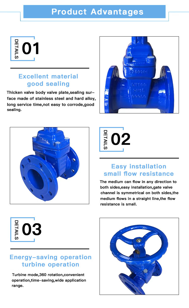 DN50 PN10 No Rise Stem Manual Gate Valve Ductile Iron Cast Steel Stainless Steel For Water Conservancy