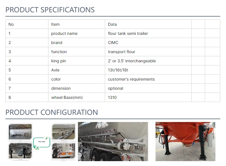 CIMC Latest Design Of Food Grade High-strength Flour Bulk Flour Tank Trailer
