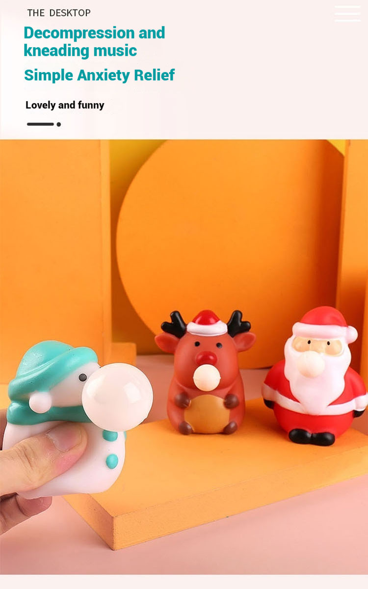 Children's Decompression Fidgets Toy Christmas Prank Bubble Blowing Venting Vinyl Toy for Relieving Stress by Squeezing
