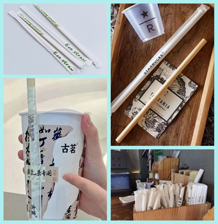 1 or 2 Colors 28gsm Straw Wrapping Paper For Bubble Milk Tea 44MM 53MM Food Safe