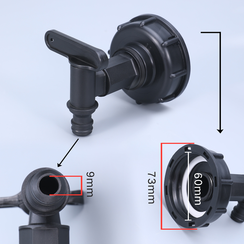 IBC Tank Fitting Adapter S60x6 Coupling with Hose Barb 1/2" 3/4" 1" Round Head Code
