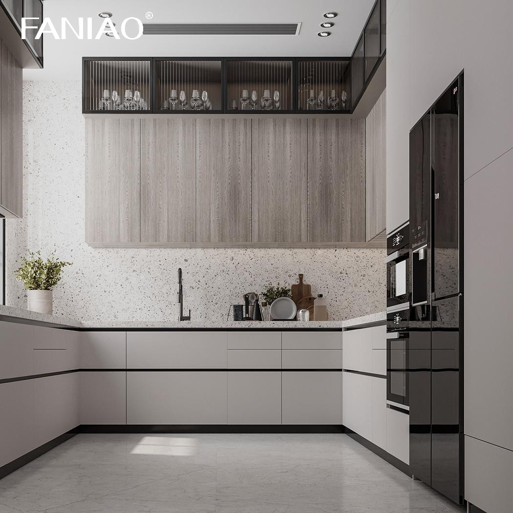Factory Direct Supply Kitchen Furniture Manufacturer Wood Melamine Kitchen Cabinet