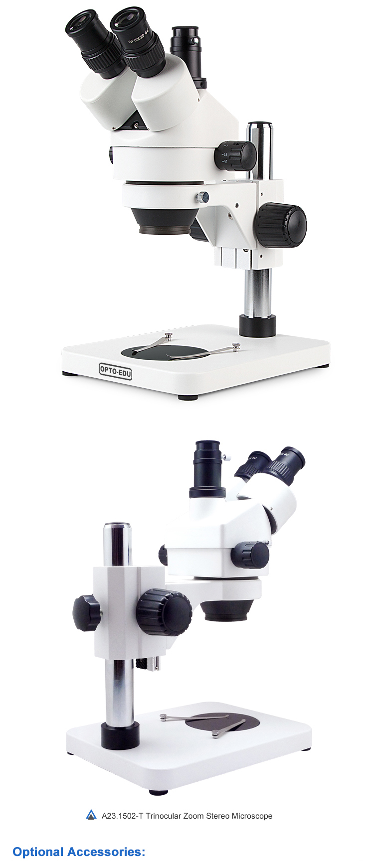 0.7x - 4.5x Zoom Stereo Microscope A23.1502 With Pole Stand ST1 , Height 248mm , Base 200*255*22mm